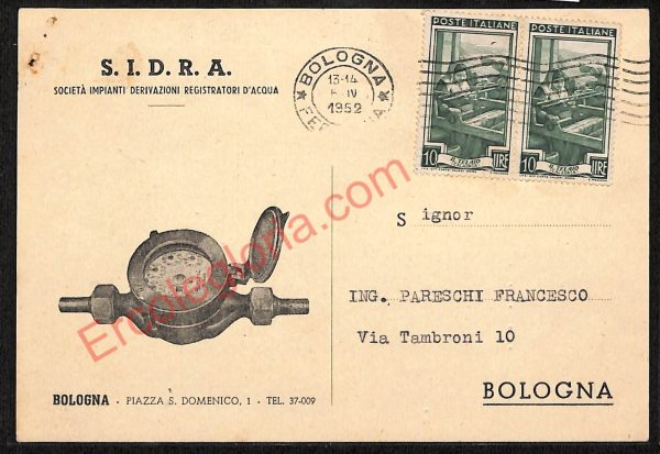 ae2287 - CARTOLINA  D'EPOCA - Bologna Città - S.I.D.R.A.  1952