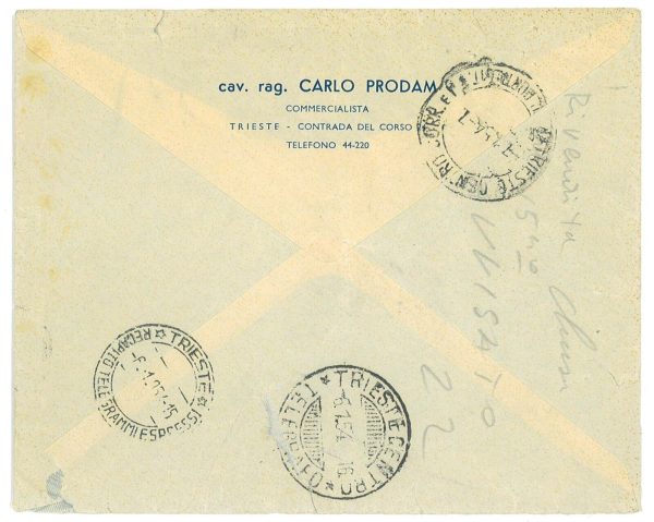 P3210 - TRIESTE “A”, SERIE LAVORO, 100 L (SOVRASTAMPA SPOSTATA) E L 55, RACC - immagine 2
