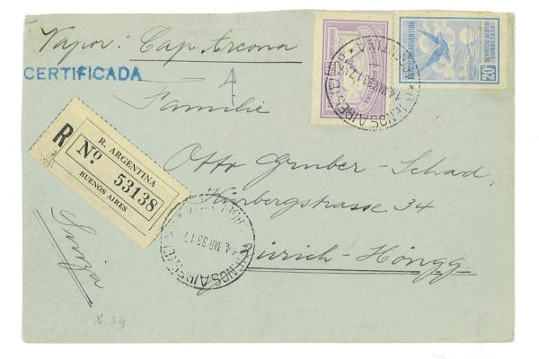 P2951 - ARGENTINA, 1933, LETTER TO ZÜRICH, VIA SEA USING AIR MAIL STAMPS!!