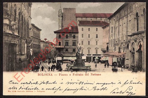 ae2352 - CARTOLINA  D'EPOCA -Bologna Città - Piazza e Fontana del Nettuno
