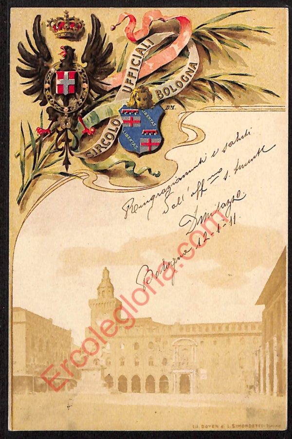 ae2354 - CARTOLINA  D'EPOCA -Bologna Città - Circolo Ufficiali  1911