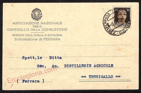 ae6039-CARTOLINA D'EPOCA Ferrara-Associazione per il Controllo della Combustione