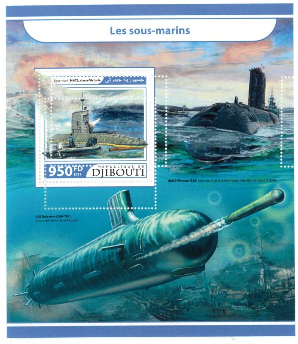 A7476 - DJIBOUTI - ERROR MISPERF Stamp Sheet - 2017  - Submarines