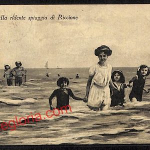 ah9934 - CARTOLINA D'EPOCA - Riccione Città - Spiaggia