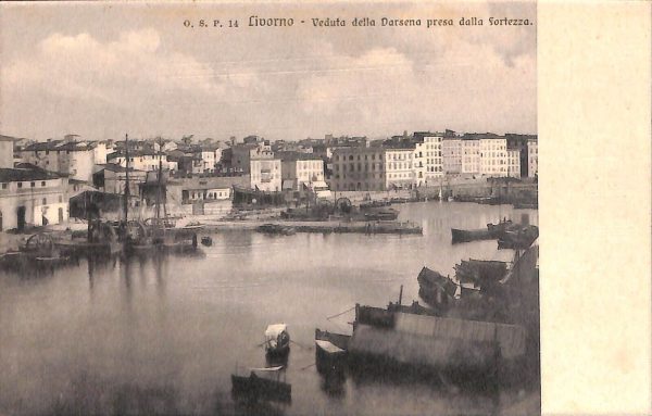 ac7404 - CARTOLINA D'EPOCA - Livorno Città - Darsena presa dalla Fortezza