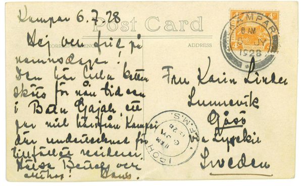 P2695 - Malaya KAMPAR 1928 trough IPOH, destination Sweden - immagine 2