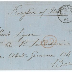 P 1242  - GREAT BRITAIN GB SG 101/4 1865 FROM LONDON TO BARI  (ITALY)