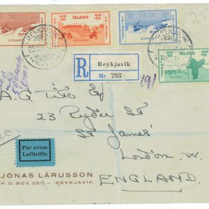 P 1243  -  ICELAND 28.4.1936 COMPLETE SET ON COVER