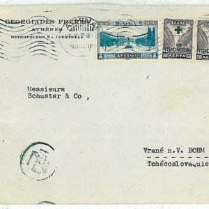 11973 - GREECE - POSTAL HISTORY - COVER TO CZECHOSLOVAKIA 1938 - Red Cross