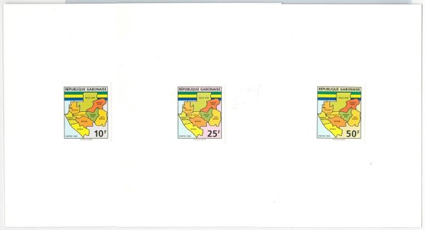 49870 - GABON - POSTAL HISTORY: IMPERF Stamp proofs on board  1993 MAPS