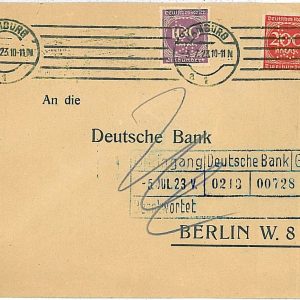 10647 GERMANY - INFLAZION Inflation - POSTAL HISTORY - Cover with PERFIN stamps