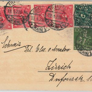 56287 GERMANY - POSTAL HISTORY: INFLATION - 248 MK on CARD to SWITZERLAND 1923