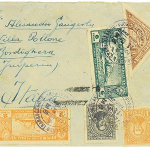 P2956 - PARAGUAY 1935, MULTIPLE STAMPS FRANKING , REGISTERED TO ITALY