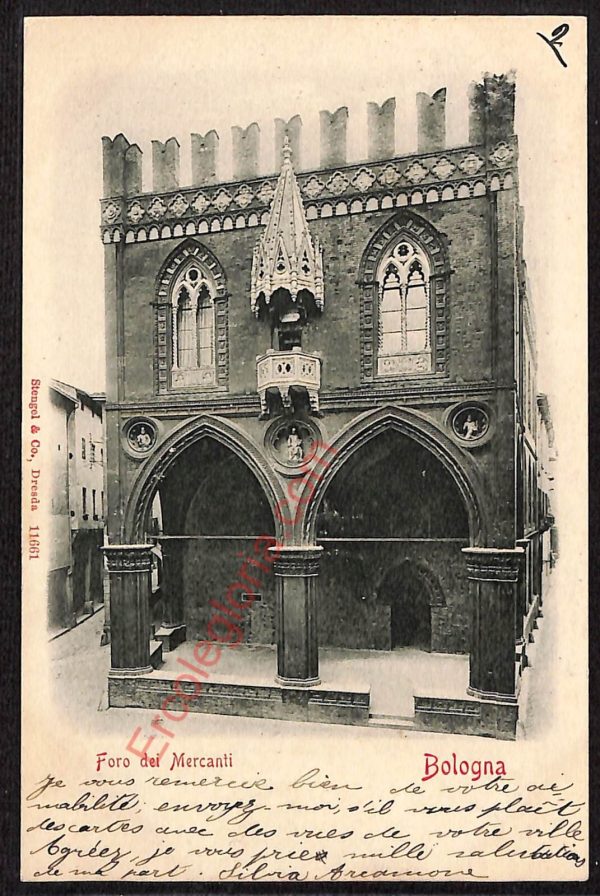 ae2474 - CARTOLINA  D'EPOCA - Bologna Città - Foro dei Mercanti  1901