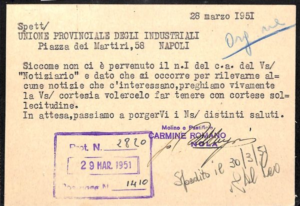 ab8363 - CARTOLINA  D'EPOCA - Napoli  Provincia  - NOLA  1951 - immagine 2