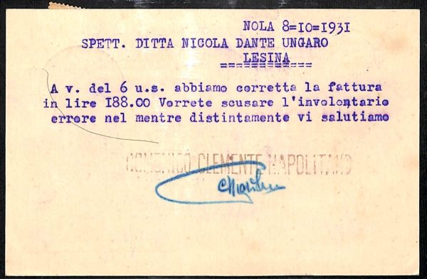 ab8365 - CARTOLINA  D'EPOCA - Napoli  Provincia  - NOLA  1931 - immagine 2