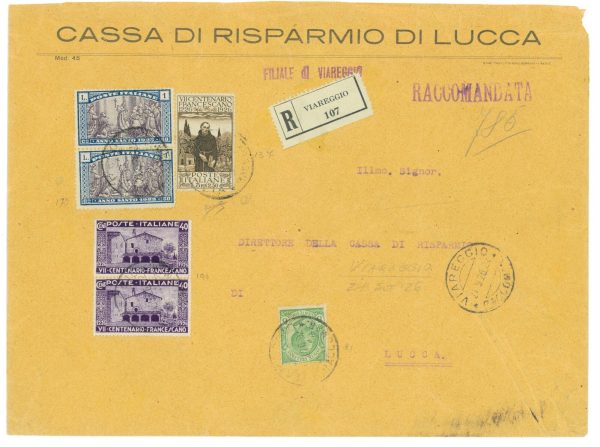 P 1153 - ITALIA REGNO , 1926 ,SASS. 197 (CENTENARIO FRANCESCANO) SU BUSTA