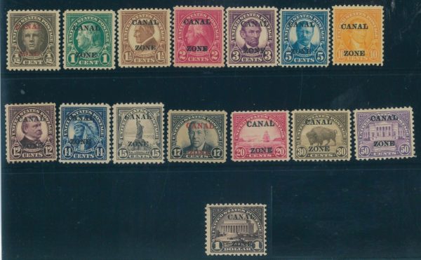 P3810 - PANAMA CANAL ZONE, DEFINITIVE SET 1924/6, MIXED OVERPRINT TYPES