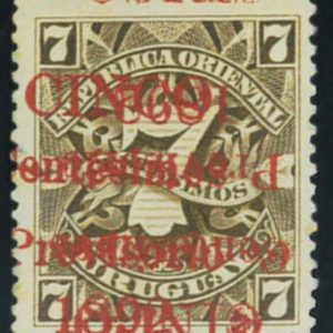 P3813 D - URUGAY , YVERT. 87 D, DOUBLE OVERPREINT (ONE IS UPSIDE DOWN) MNH