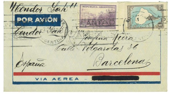 ac6466 - ARGENTINA - POSTAL HISTORY - AIRMAIL COVER  to SPAIN  1940  CONDOR Lati