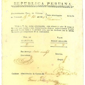 P4123 - PERU 1834, DOCUMENTO POSTAL FECHADO EN HUANCA(YO)