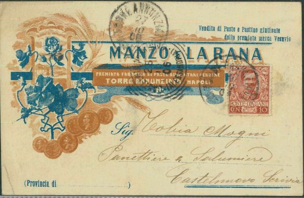 LIB890 - CARTOLINA d'Epoca - NAPOLI Torre Nunziata - Pubblicitaria MANZO & RANA