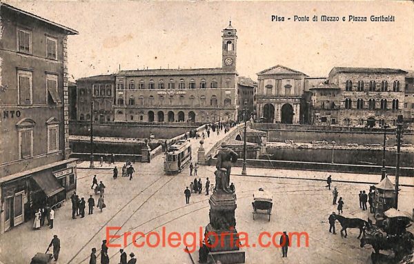 ad0098 - CARTOLINA D'epoca - Pisa Città - Ponte di Mezzo e Palazzo Garibaldi