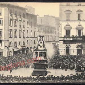 ae6215 -CARTOLINA D'EPOCA- Firenze- Lo scoppio del Carro davanti alla Cattedrale