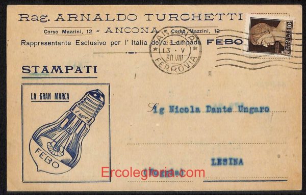 ad9676 - CARTOLINA D'EPOCA - Ancona Città - Rag. Arnaldo Turchetti  1930