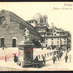 ae6226 - CARTOLINA D'EPOCA - Firenze Città - Chiesa e Piazza di S. Lorenzo