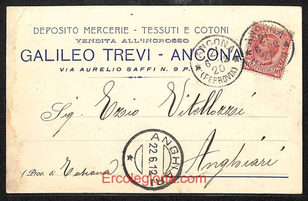 ad9680 - CARTOLINA D'EPOCA - Ancona Città - Galileo Trevi  1912