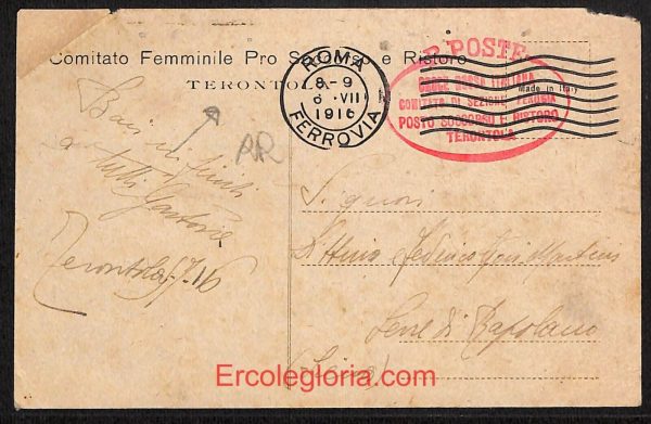ae0524 - CARTOLINA  D'EPOCA - Arezzo Provincia - Terontola  1916 - immagine 2