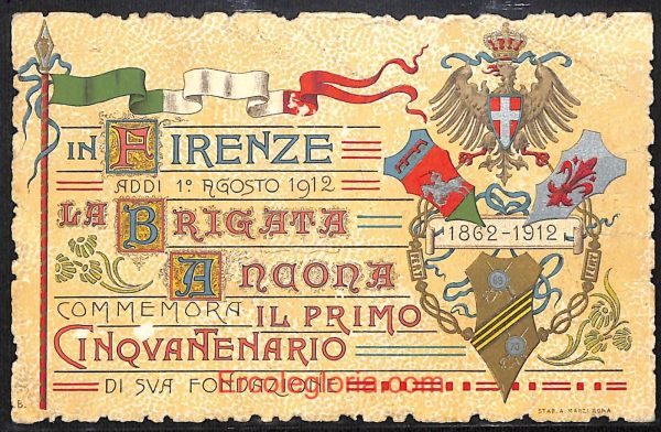 ad9699 - CARTOLINA ILLUSTARATA  D'EPOCA - Brigata ANCONA 1912