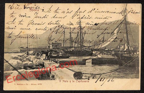 ag5606 - CARTOLINA D'EPOCA - La Spezia Città - Il Molo e la Capitaneria