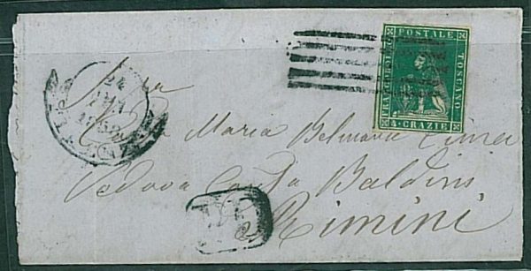 12221 -  Antichi Stati -TOSCANA- STORIA POSTALE - Sassone 14 su BUSTA per RIMINI