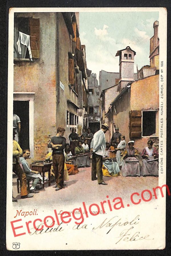 ah3553 - CARTOLINA D'EPOCA - Napoli Città - Lavoranti in corallo