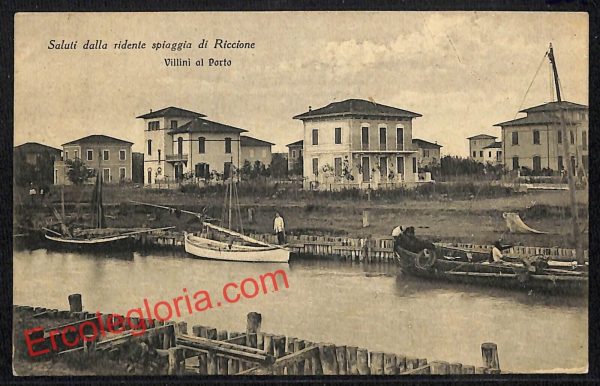ah9946 - CARTOLINA D'EPOCA - Riccione Città - Villini al Porto