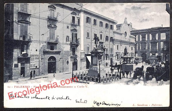 ah4953 - CARTOLINA D'EPOCA - Palermo Città - Monumento a Carlo V.