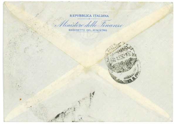 P2623 - ITALIA , SASSONE 615 CIMAROSA, ISOLATO SU BUSTA. 31.12.1949 - immagine 2