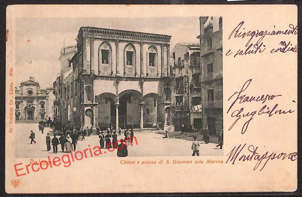 ah4971 - CARTOLINA D'EPOCA - Palermo- Chiesa e Piazza di S. Giacomo alla Marina