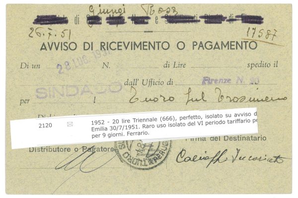 P2629 - ITALIA , L20 TRIENNALE DI MILANO 30.7.1951 DA FIRENZE A PERUGIA - immagine 2