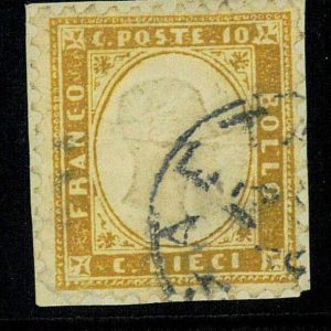 P3034 B - ITALIA, SASS. NR. 1 SU FRAMMENTO, ANNULLO GAETA, MOLTO BELLO