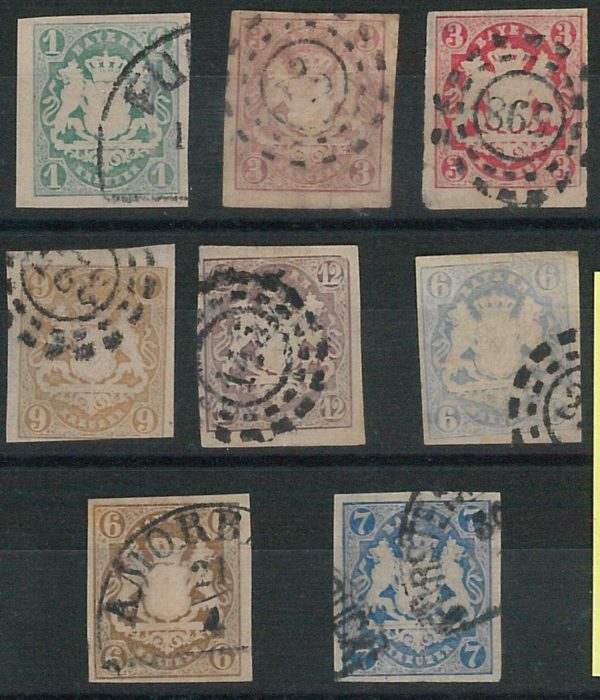 60885 - GERMANY Bayern - STAMPS: Michel # 14/18 + 20/21 - USED! Very nice!