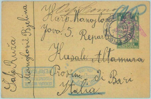 89949 - BOSNIA - POSTAL HISTORY - POW Mail CONCENTRATION CAMP in ITALY Red Cross