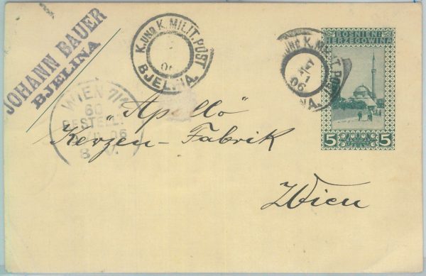 81871 - BOSNIA - POSTAL HISTORY - STATIONERY CARD from Bjelina CROATIA 1906