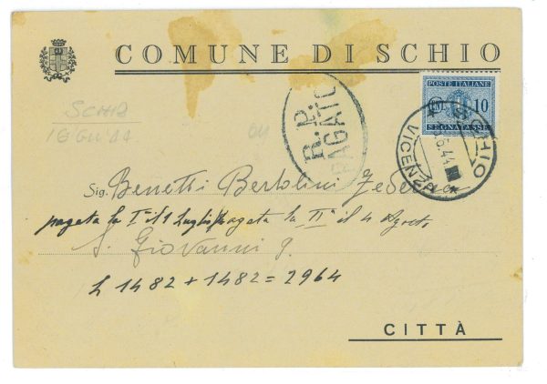 P2399 - ITALIA RSI , 10.6.1944 . USO ISOLATO DEL 0,10 ST .