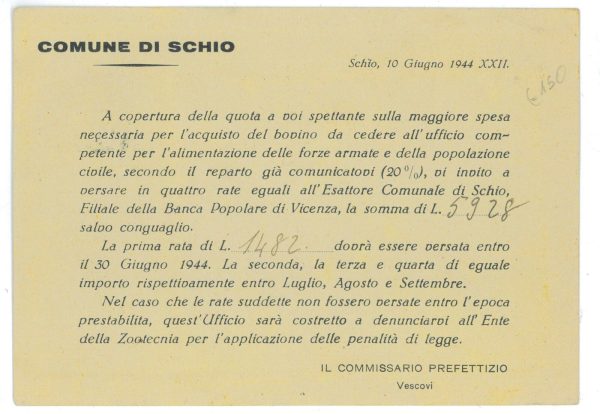 P2399 - ITALIA RSI , 10.6.1944 . USO ISOLATO DEL 0,10 ST . - immagine 2