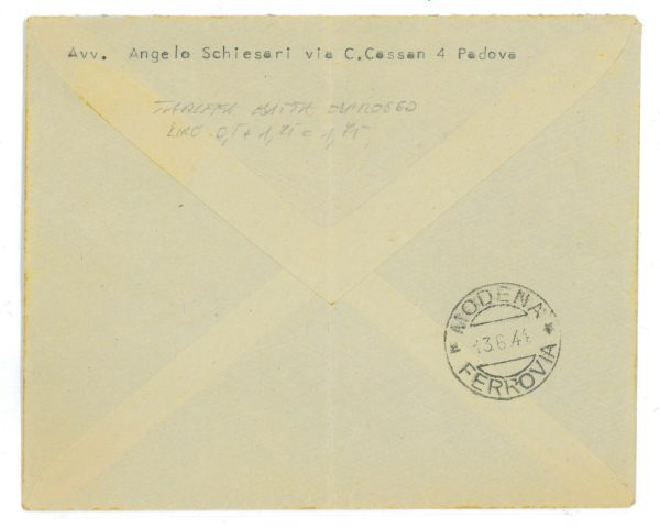 P2398 - ITALIA RSI , F.BLLI SOVRASTAMPATI G.N.R. 8.6.1944 ESPRESSO DA PADOVA - immagine 2