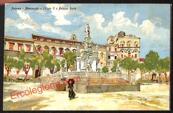 ah5000 - CARTOLINA D'EPOCA - Palermo Città - Monumento a Filippo V.