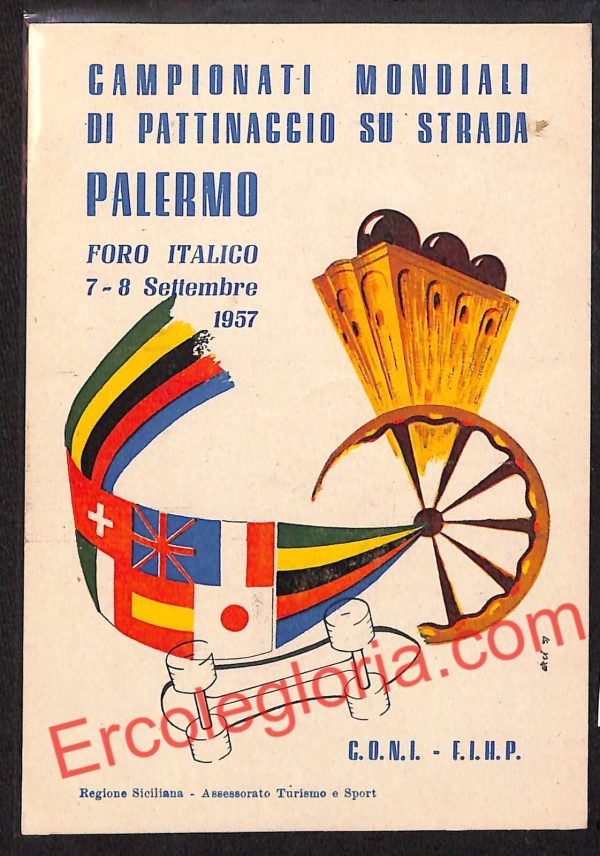 ah5015 -CARTOLINA D'EPOCA- Palermo- Campionati Mondiali di Pattinaggio su Strada